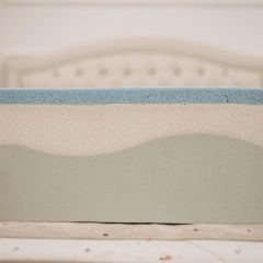 Layers of memory foam, a blue gel layer over a pale foam base