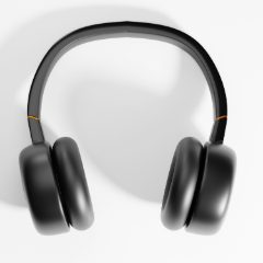 Black over-ear headphones on a white background