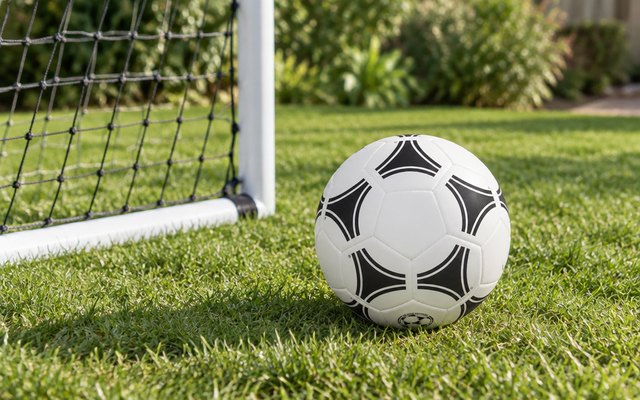 adidas Tango Street Allround Soccer Ball, on a backyard lawn beside a small goal net