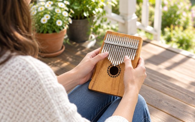 Newlam 17-key kalimba, played on a sunny porch