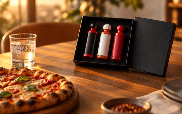 TRUFF set of three in its gift box on a dining table
