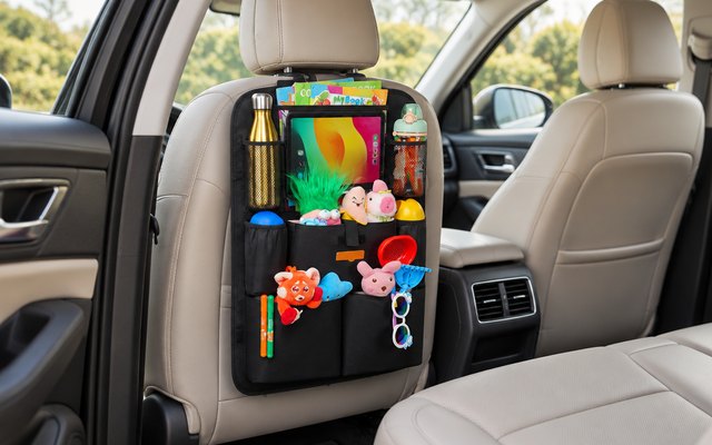 SURDOCA car seat organiser, on the back of an SUV's driver's seat