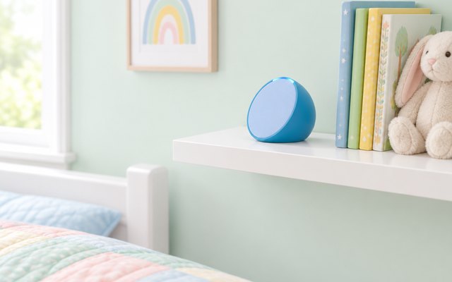Echo Pop Kids, on a shelf in a bright child's bedroom