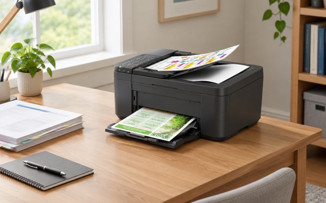 Canon PIXMA TR4755i printer, on a study desk beside paperwork
